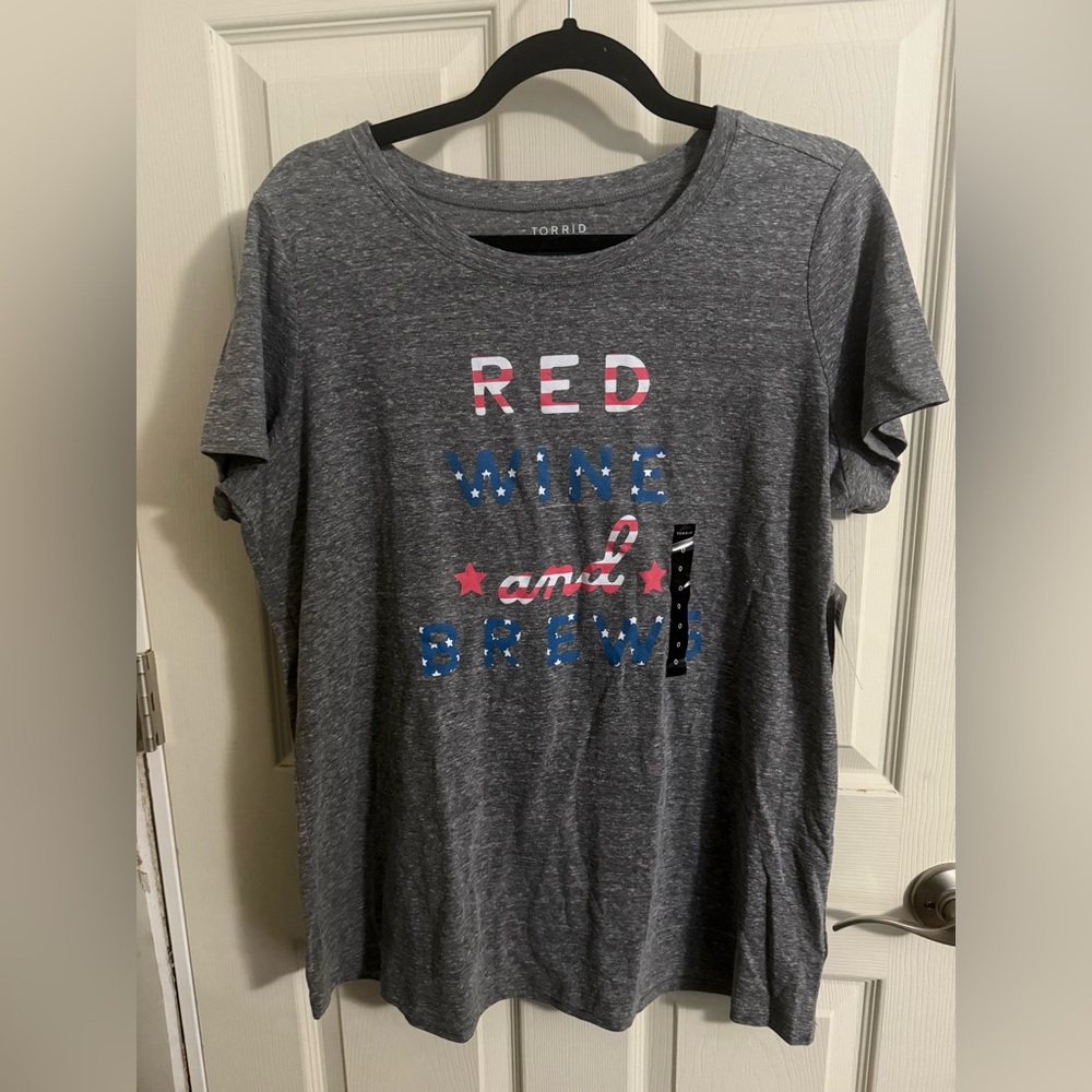 Red White And Brews Heather Grey Crew Tee